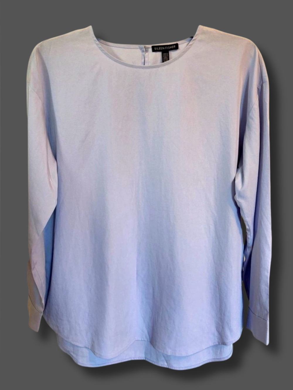 Eileen Fisher Tencel Blend Tunic Top XXS Light Blue 3/4 Sleeve Hi Low Hem